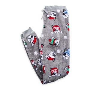 NWOT juniors plush joggers - dogs w/ hats
